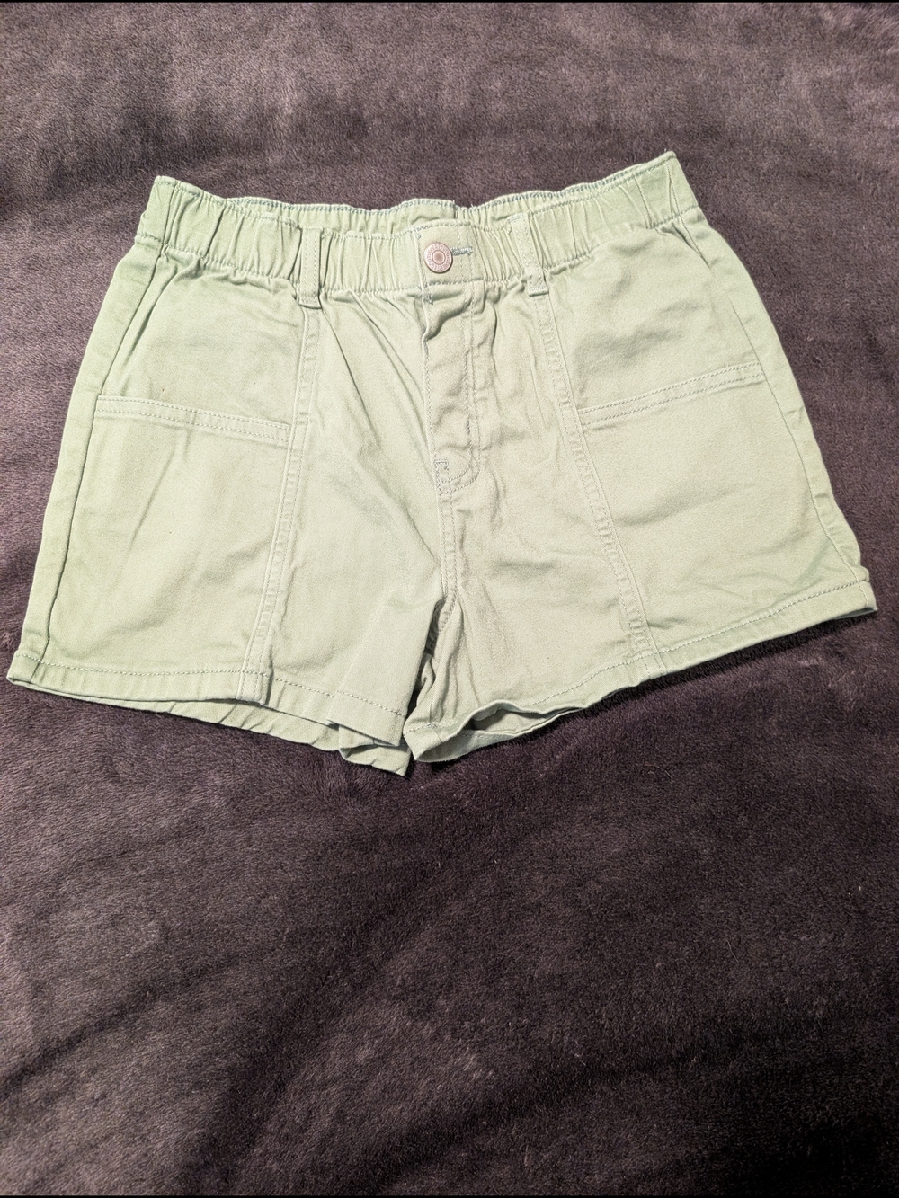 Girl’s Casual Elastic-Waist Light Sage Shorts